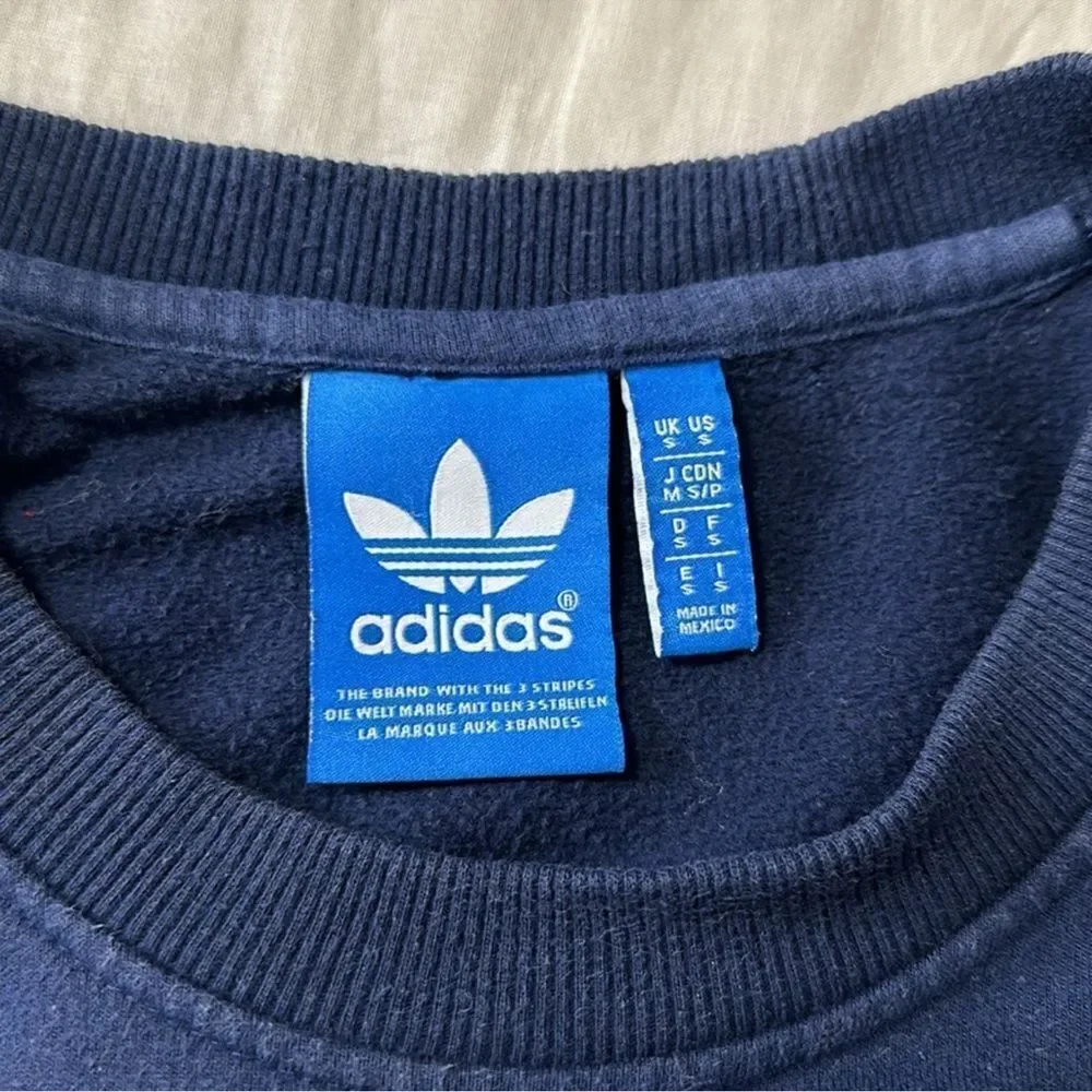 adidas S Navy Black Burgundy Trefoil Crewneck Cotton Pullover